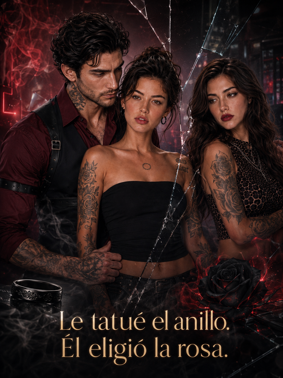 Poster Le tatué el anillo. Él eligió la rosa